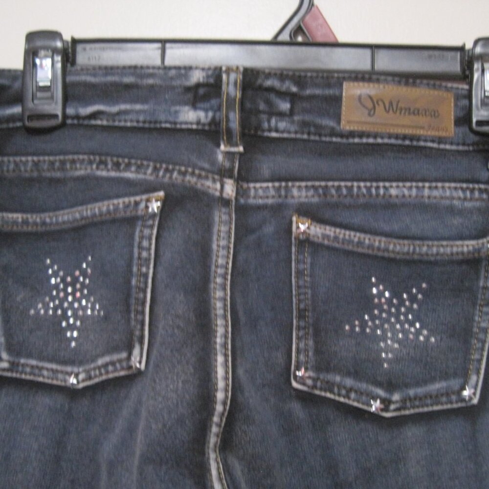 JW Maxx Pants Women's Large Cotton Blue Skinny Leg Pull On Stretch Studded Stars - Picture 7 of 8